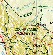 Cochabamba Department Map, Bolivia