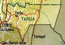Tarija Department Map, Bolivia