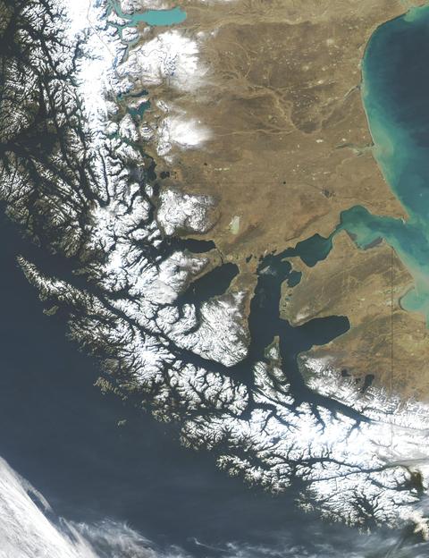 Satellite image of the Strait of Magellan