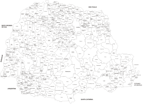 Map of the Municipalities of Paraná, Brazil
