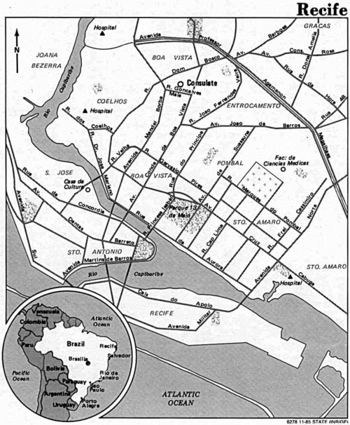 Plano del centro de la ciudad de Recife