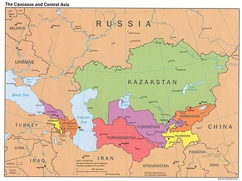 Caucasus and Central Asia Political Map 