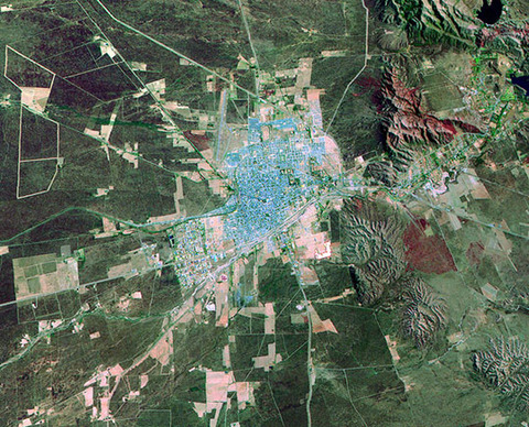 Satellite image of the city of San Luis, province of San Luis, Argentina