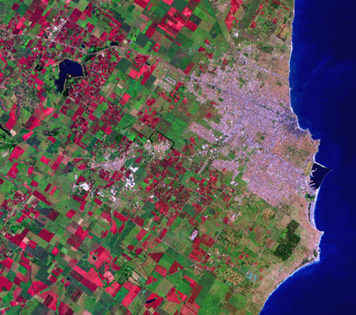 Imagen satelital de la ciudad de Mar del Plata, Argentina