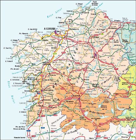 Mapa de carreteras de Galicia