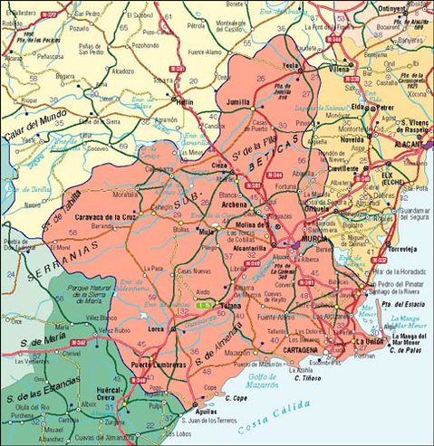 Region of Murcia road map