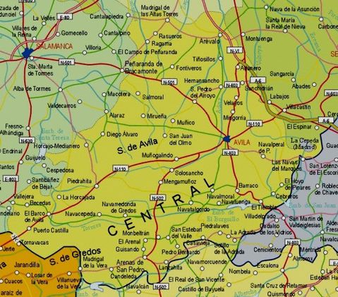 Province of Ávila map