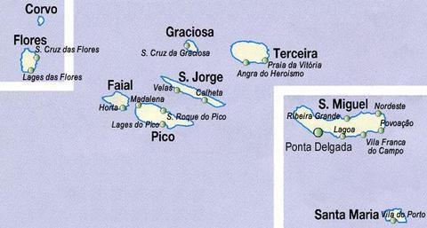 Mapa de las Azores