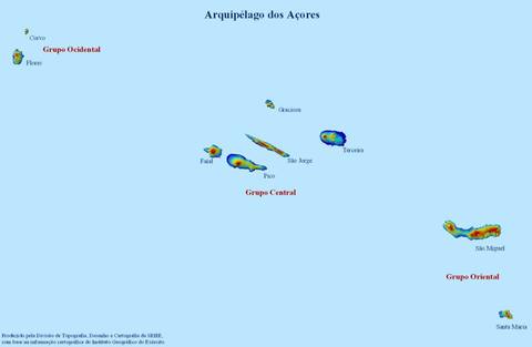 Mapa tridimensional de las Azores