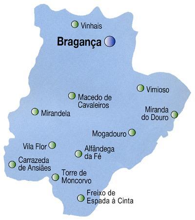 Bragança District Map, Portugal