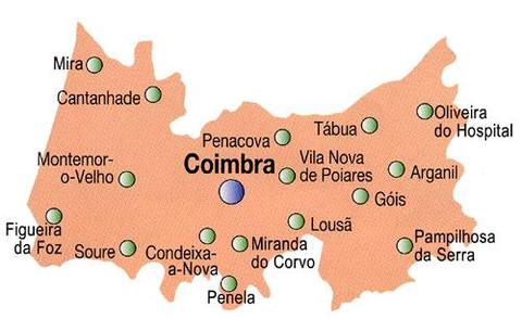 Mapa del distrito de Coímbra