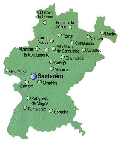 Santarém District Map, Portugal Santarém District Map, Portugal