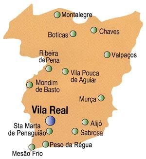 Vila Real District Map, Portugal Vila Real District Map, Portugal