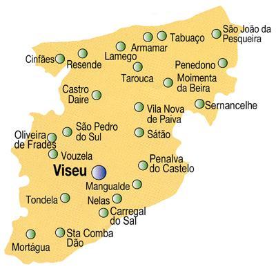 Mapa del distrito de Viseu Mapa del distrito de Viseu