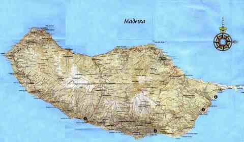 Topographic map of the island of Madeira