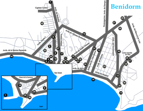 Benidorm tourist map 1999