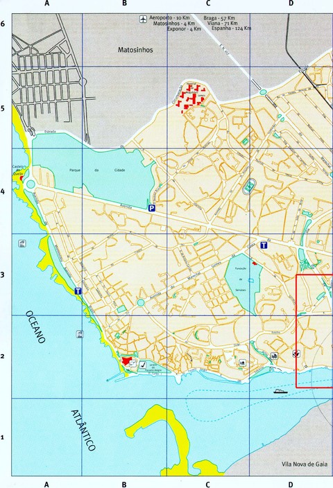Mapa del este de Oporto, Portugal