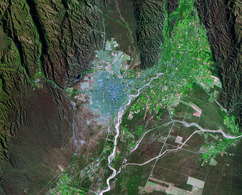 Satellite image of the city of La Rioja, Argentina