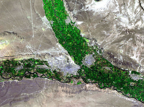 Satellite image of the city of Neuquén, Argentina