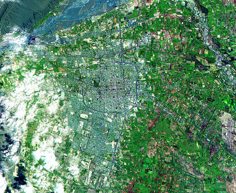 Imagen satelital de la ciudad de San Juan, provincia de San Juan, Argentina