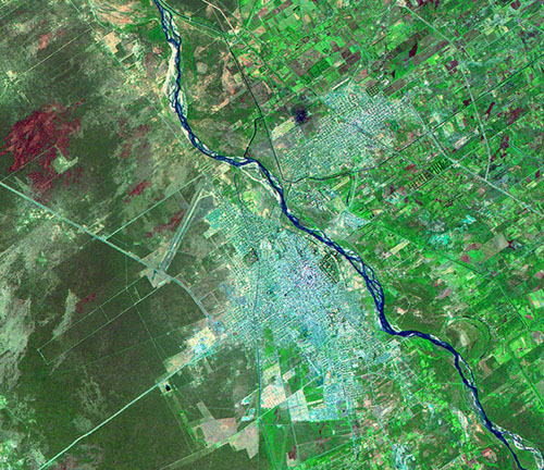 Imagen satelital de la ciudad de Santiago del Estero, Argentina