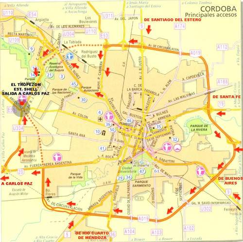 Principales accesos a la ciudad de Córdoba, Argentina