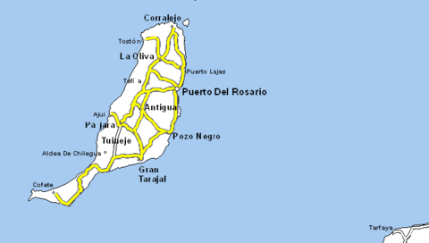 Fuerteventura Island road map