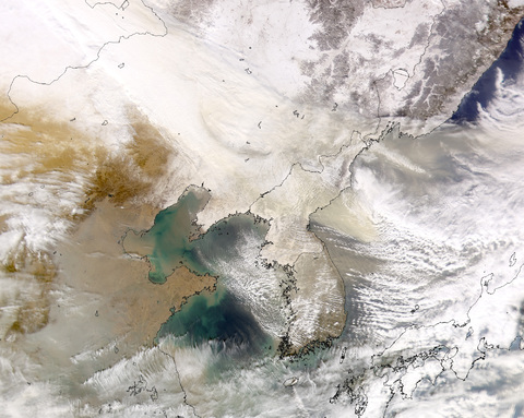 Snow and Dust over Inner Mongolia