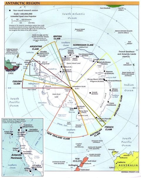 Mapa Politico de la Antártida 