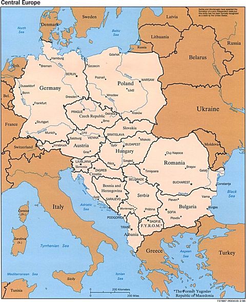Central Europe political map 