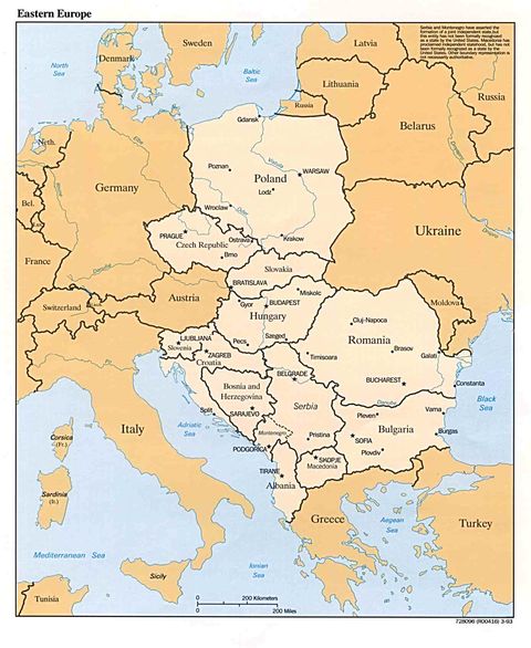 Eastern Europe political map 
