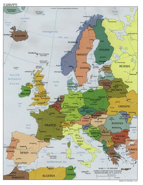 Europe political map 