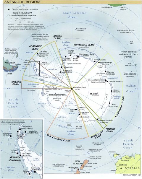 Mapa Politico de la Antártida 