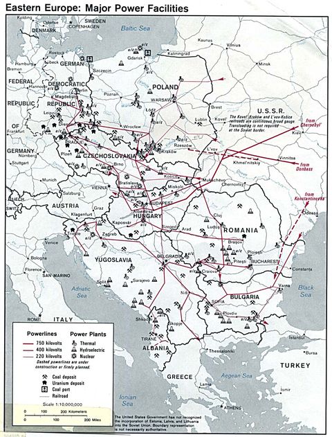 Eastern Europe major power facilities 