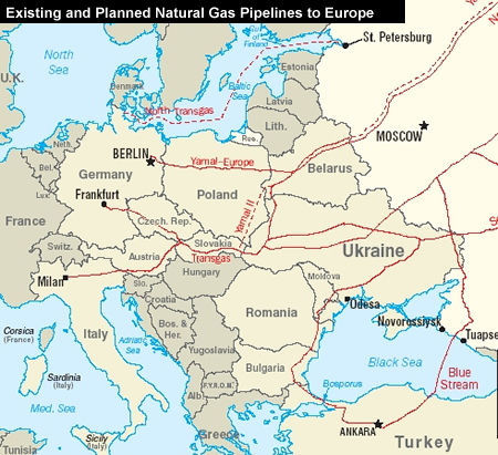 Gasoductos hacia Europa procedentes de Rusia 