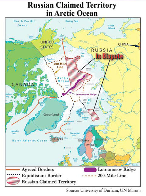 Russian claimed territory in Arctic Ocean 