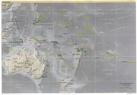 Mapa Físico de Oceanía 