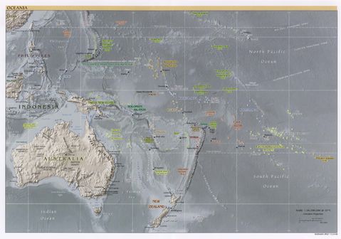 Oceania physical map 