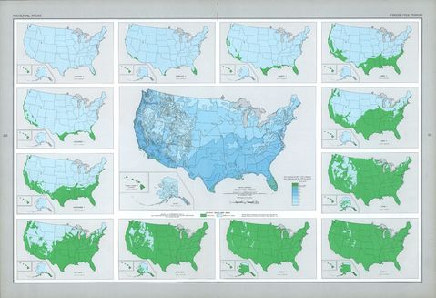Temperatura Mensual de Congelación y Zonas Libre de Congelación en Estados Unidos
