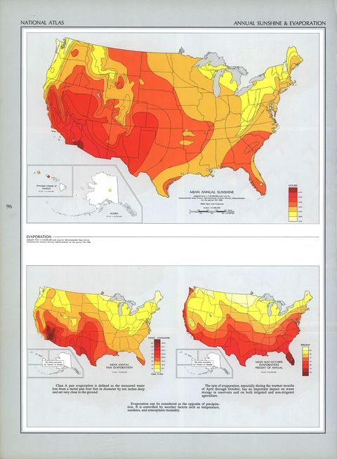 Irradiación Solar y Evaporación (Base Anual) en Estados Unidos