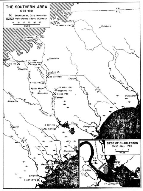 Región Meridional 1778  - 1781, Guerra de la Independencia
