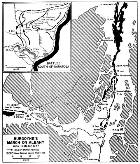 Marcha de Burgoyne sobre Albany Junio-Octubre 1777, Guerra de la Independencia