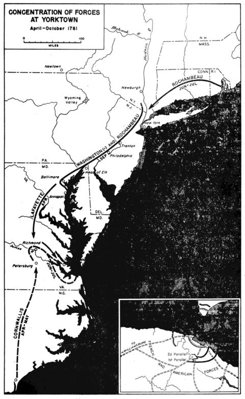 Concentración de Fuerzas a Yorktown Abril-Octubre 1781, Guerra de la Independencia