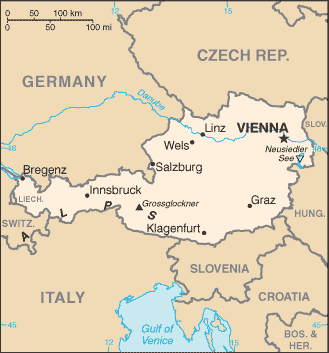 Mapa Político Pequeña Escala de Austria