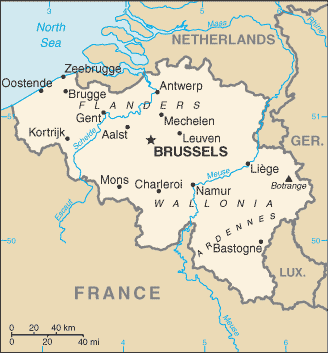 Mapa Político Pequeña Escala de Bélgica 