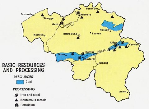 Belgium basic resources and processing map