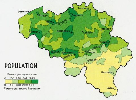 Population density map of Belgium