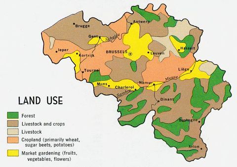 Map of land use in Belgium