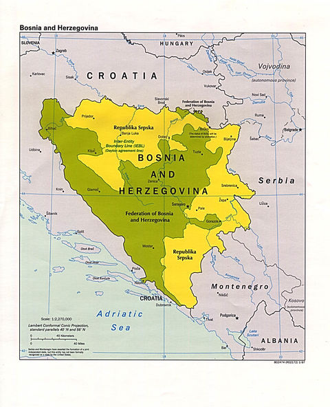 Bosnia and Herzegovina  Political Map 1997