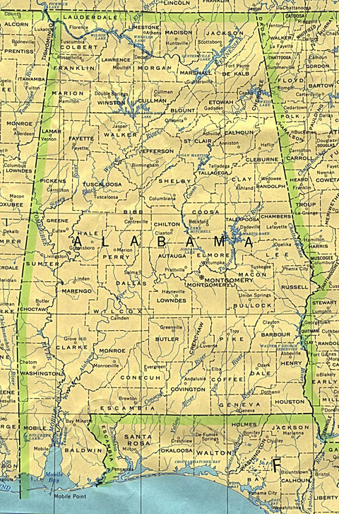 Political Map of Alabama, United States
